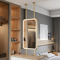Miroir suspendu rectangulaire moderne en bois avec illuminant tactile pour HomeStay Hotel Salle de bain Laque Panneau de porte Traitement