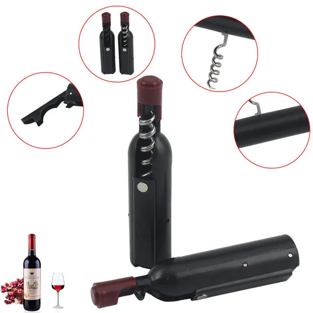 Amazon Best Sell 2 In 1 Bar Waiters Multi-functional Red Wine Wing Corkscrew Bottle Shape bottle opener