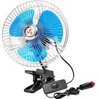 Ventilateur de refroidissement oscillant robuste pour cabine de camion avec grille métallique – Portable, à clipser sur pare-soleil ou rétroviseur pour voitures