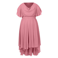 Robe mi-longue en mousseline de soie pour femme, taille plus, à ourlet asymétrique, élastique, décontractée, pour soirée africaine, été