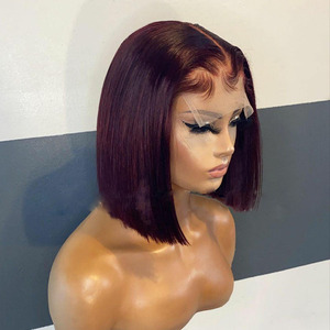 Parrucche colorate bordeaux 4 x4 chiusura in pizzo parrucche anteriori capelli umani Pre pizzicati taglio corto <span class=keywords><strong>Bob</strong></span> parrucche Glueless per capelli vergini grezzi brasiliani - Product Image 3