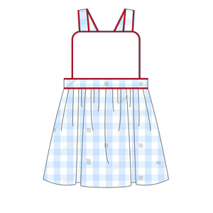 <span class=keywords><strong>Robe</strong></span> <span class=keywords><strong>d</strong></span>'<span class=keywords><strong>été</strong></span> personnalisée pour petites filles, motif écossais bleu avec bordure rouge, en coton tissé, tenue de soleil assortie pour sœurs - Product Image 2