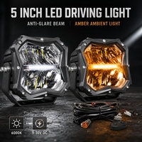 Par de Luces LED de Conducción de 5 Pulgadas y 40W, 18000LM, Antideslumbrantes, Luz Ámbar DRL, 9-30V, para Camionetas, SUV, UTV, Todoterreno