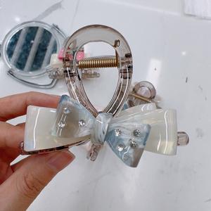 Barrette à cheveux en acrylique de style coréen, nœud papillon rose pour filles, pince à cheveux arrière, pince à cheveux colorée, barrette pour filles - Product Image 4