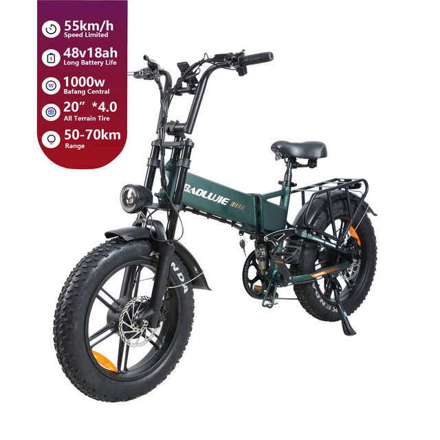Baolujie Adult Fat Tire Electric Folding Bike 1000W Suspension 48V Woman Electric Bicycle Foldable City Use E Bike