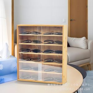 Bamboo sunglasses <b>display</b> <b>case</b>, eyewear shop counter, sunglasses <b>display</b> stand, <b>wall</b>-mounted essential oil watch, gift - Product Image 3