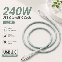 Câble USB C tressé en nylon 240W PD 1,2M Type C vers Type C 5A Charge rapide USB 2.0 Cordon de données OEM ODM Petites commandes acceptées
