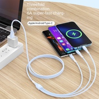 Auto-Datenkabel Schnellladung 3-in-1 Drei-Port-Schnellladekabel/Micro-USB/Type-C-Schnittstelle 6A Datenkabel
