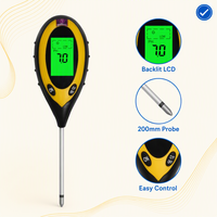 Sonde numérique 4-en-1 pour la mesure de l'humidité du sol, du pH du sol et de la luminosité pour plantes de jardin