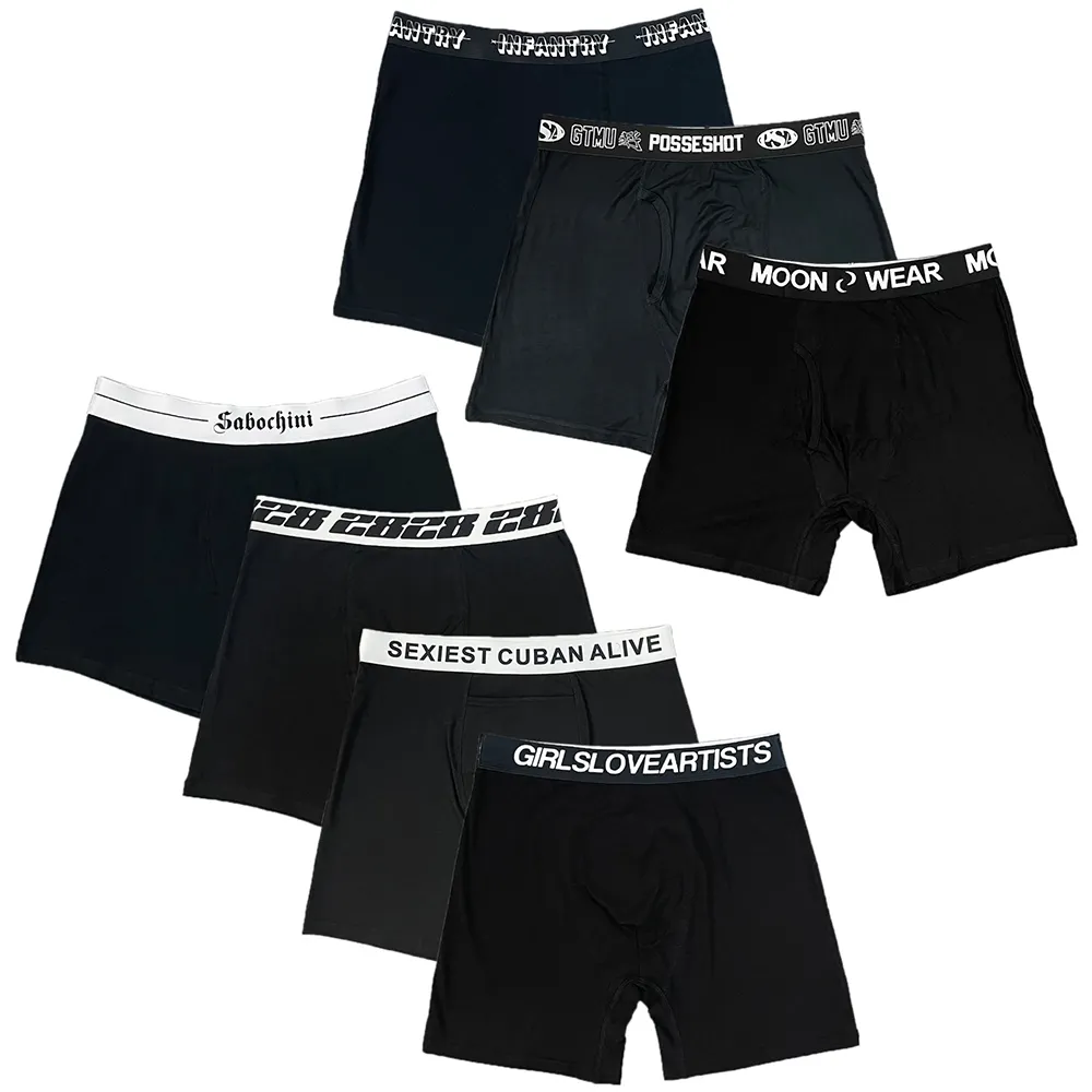 Hot Sale Comfortable Casual All Black Boxer Shorts For Men Fashion Spandex/Cotton Men's Underwear Boxer Briefs
