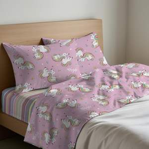 Juego de Sábanas Unicorno 100% Algodón Italiano Tamaño King con Funda de Almohada Incluida Diseño de Unicornio Mágico - Product Image 2