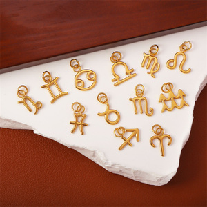 Vente en gros de 12 breloques signes du zodiaque, mini pendentifs <span class=keywords><strong>horoscope</strong></span> en acier inoxydable pour la fabrication de colliers - Product Image 2