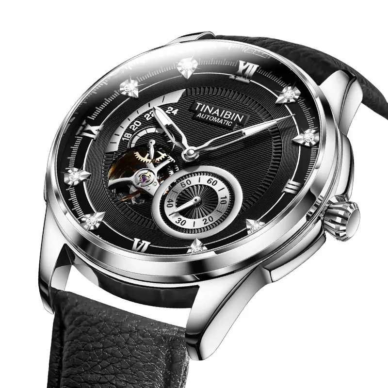 Factory Price Tourbillon Watches Automatic Movement Mechanical Mens Watches Relogio 6608
