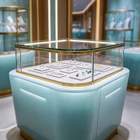 Vitrine de présentation de bijoux en verre écologique GZowin avec éclairage LED pour comptoir de magasin moderne ou vitrine murale