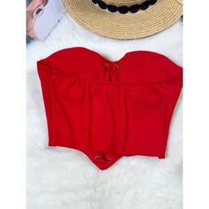 Chest Cushion Strapless Tank <strong>Top</strong> Solid <strong>Drawstring</strong> Lace up Elastic Bottoming <strong>Tops</strong> Sexy Holiday Style Women Clothes - Product Image 4