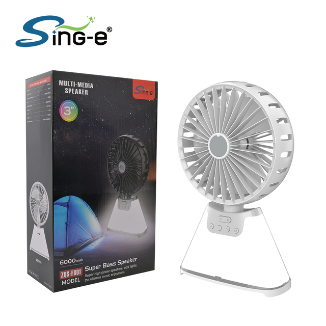 SING-E ZQS F801 Multifunctional Solar BT Speaker Fan Hot Sale Support FM Radio Wireless Speaker TF