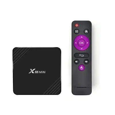 X88 TV Box Pintar Set RK3318 Mini, TV Box Pintar Pemutar Jaringan HD 4K WiFi Android 9.0 2GB/16GB