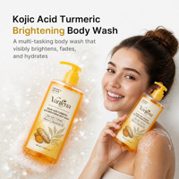 Gel Douche Liquide Hydratant et Exfoliant OEM/ODM à l'Acide Kojique, Curcuma, Niacinamide, Vitamine C, AHA, BHA pour Peaux Inégales 13.52oz