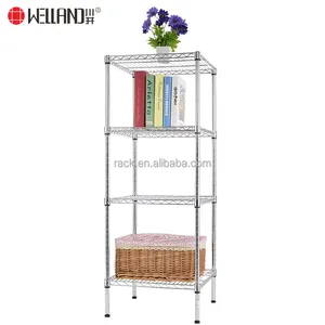 New Product 4 Tiers Square Chrome Sundries Storage Wire Shelving