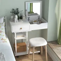 Mini coiffeuse Chambre à coucher Flip Mobile Petite table de maquillage en bois massif