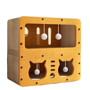 कार्डबोर्ड बिल्ली खरोंच घर और बिस्तर 2-फर्श डिजाइन टिकाऊ खरोंच पोस्ट बिल्लियों और किटन के लिए फर्नीचर क्षति को रोकता है - Product Image 1