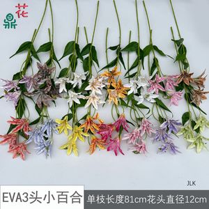 Fleur artificielle en soie Eva, lys à 3 têtes, pour décoration de mariage, décoration de la maison, accessoires photo - Product Image 2