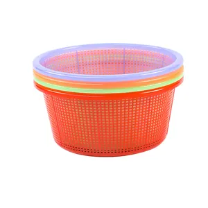 色付きプラスチック円形上げ小さなバスケットホームキッチン多仕様果物と野菜の中空排水バスケット