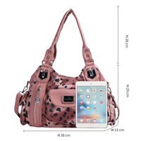 Sac à main pour femme Angel Kiss à imprimé léopard - Sac fourre-tout multifonctionnel de grande capacité en cuir PU, sac bandoulière pour femmes, marque chinoise