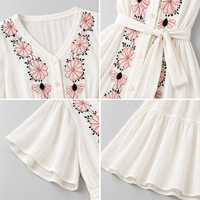 Robe longue décontractée bohème vintage pour femme, brodée sur le devant, idéale pour l'été, fabrication quotidienne en Chine