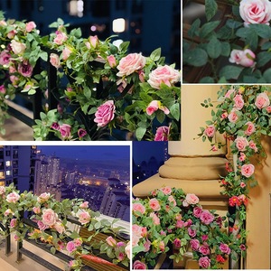 Rosas Artificiales Qianqi, Guirnaldas de Plástico, Flores Decorativas para Pared, Balcón, Boda, Decoración del Hogar - Product Image 4