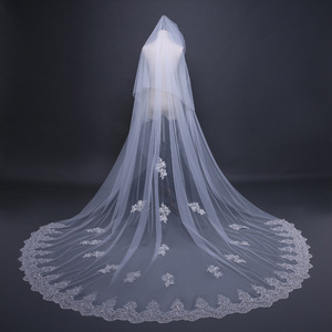 Wholesale Double Layer Soft Bridal Veil Sequins Lace <b>Wedding</b> Veil Long Bridal Veil With Comb Bridal Hair Hair <b>Accessories</b> - Product Image 3