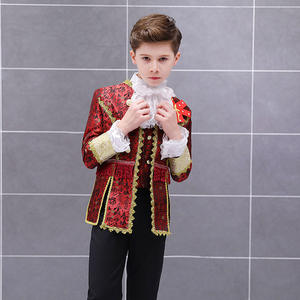 Ensemble <span class=keywords><strong>de</strong></span> scène vintage blanc et rouge brodé, veste militaire décorative dorée, chemise et pantalon pour les âges <span class=keywords><strong>de</strong></span> 3 à 12 ans - Product Image 5