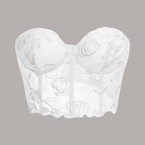 Corsé Sexy de <span class=keywords><strong>Encaje</strong></span> Floral para <span class=keywords><strong>Mujer</strong></span> Sin <span class=keywords><strong>Tirantes</strong></span> y Sin Mangas, Top Corto tipo Tubo Transpirable Estilo Y2K Streetwear Gótico - Product Image 5