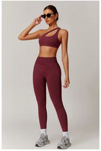 Asymétrique pour femmes pour soutien-gorge de sport ensembles d'entraînement de gymnastique sans couture amovible rembourré solide Fitness soutien-gorge respirant extensible dans les quatre sens - Product Image 4