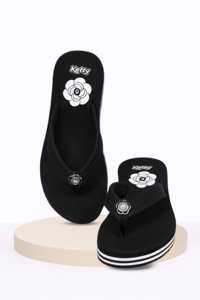 คลาสสิกสีดำสีขาวพิมพ์ลายดอกไม้ Midsole สายรัดสีดำนุ่มประดับด้วยคริสตัลดอกไม้มีสไตล์ - Product Image 2