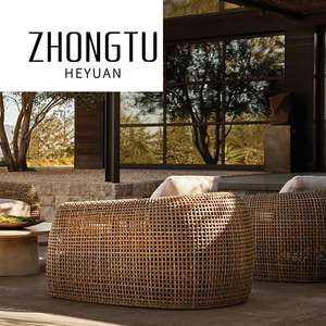 أثاث فناء فاخر من الراتان البلاستيكي للأماكن الخارجية في الهواء الطلق ، أثاث فناء خارجي مقاوم للماء ، أريكة حديقة ، حمام سباحة ، كراسي للاستلقاء تحت أشعة الشمس - Product Image 6