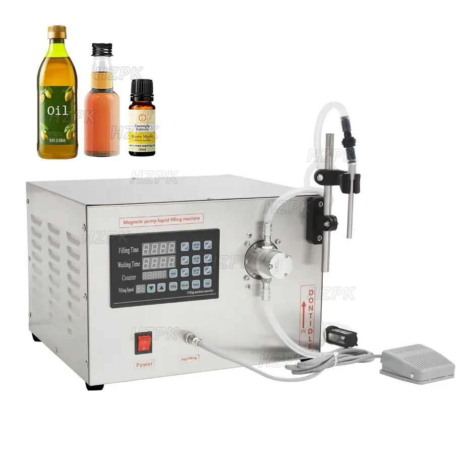 HZPK Gfk-980 Magnetic Pump Single Head Bottle Digital Semi Auto 45 Ml Liquid Oil Filling Machine 1000ml