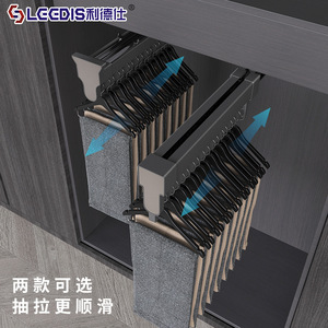 Top Mounted Wardrobe Pull Out Trouser Rack Adjustable Damping Slide Rails For Clothing Storage Organizer Rectangle Shape Wall - Product Image 2