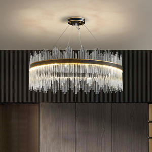 Anneau de salon d'hôtel créatif post-moderne anneau en cristal connecté suspension en verre clair - Product Image 1