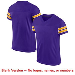 Maillot de football authentique personnalisé en maille de style classique violet, blanc et or - Product Image 5