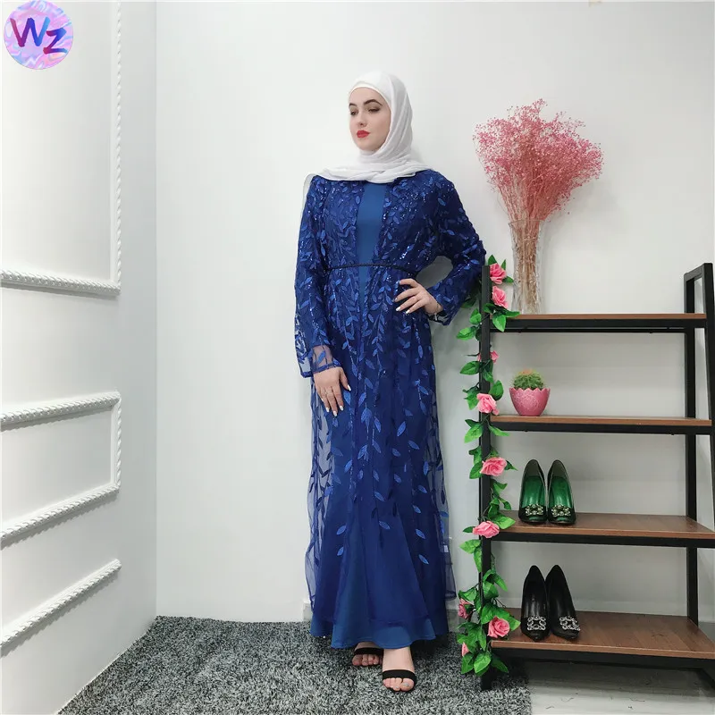 best hot selling muslim open abaya new arrival islamic muslim lace dresses Embroidered Robe islamic wear muslim women