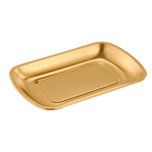 Stainless Steel Rectangular Plate 304 Gold <b>Silver</b> Commercial Buffet Serving <b>Tray</b> Hotel Coffee Tea Use - Product Image 3