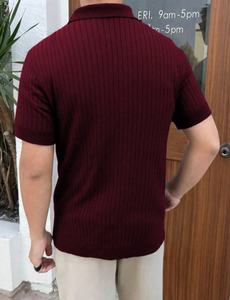 <span class=keywords><strong>Polo</strong></span> de Punto de Color Sólido con Cuello en V Sofisticado, Camiseta de <span class=keywords><strong>Manga</strong></span> Corta Ajustada y Transpirable de Primera Calidad para <span class=keywords><strong>Hombre</strong></span> - Product Image 3