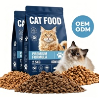 Makanan Kucing Kering Bebas Biji-bijian Tinggi Protein Rendah Lemak 100% Alami Premium Diet Harian Kibble OEM Kustomisasi Label Pribadi Ayam