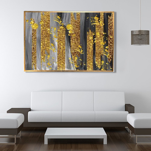 Haute qualité <span class=keywords><strong>peinture</strong></span> à l'huile abstraite toile artiste qualifié peint à la main moderne or gris noir Design personnalisé acrylique salon - Product Image 2