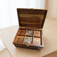 Boîte de rangement en bois grande capacité à taux de réachat élevé avec plateau réglable, boîte à souvenirs en bois d'acacia avec couvercle pour cadeaux et artisanat