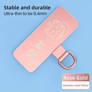 Universal Phone Lanyard Patch With Stainless Steel Slip D-Ring Mobile Phone Tether Tab In Rope Shape Metal Phone Clip