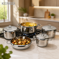 Ensemble de casseroles en acier inoxydable robuste 5 pièces, finition miroir, antiadhésif, facile à nettoyer, empilable, pour gaz et induction