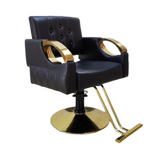 Sillón de Barbería Hidráulico Verde Oscuro con Marco Dorado, Giratorio, de PU, Silla de Estilismo Simple para Salón de Belleza y Barbería - Product Image 3