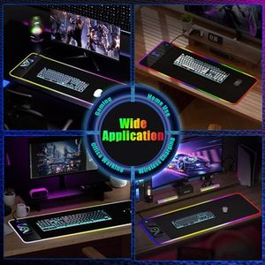 RGB Chuột chơi game pad không dây sạc lớn LED Chuột <span class=keywords><strong>Mat</strong></span> với 14 chế độ chiếu sáng XXL chuột Pad Ergonomic máy tính bàn-Pad - Product Image 4